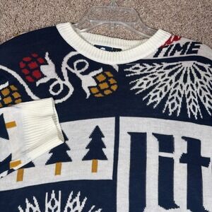 Miller Lite Tis Miller Time Ugly Christmas Sweater Men L Navy White Beer Holiday